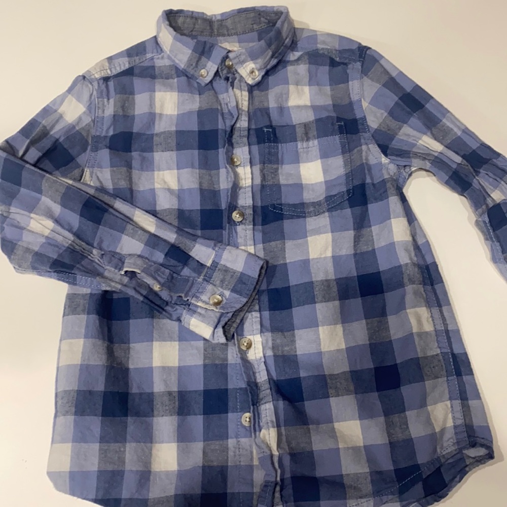 Boy’s Blue Flannel Button Down, Size 6-7